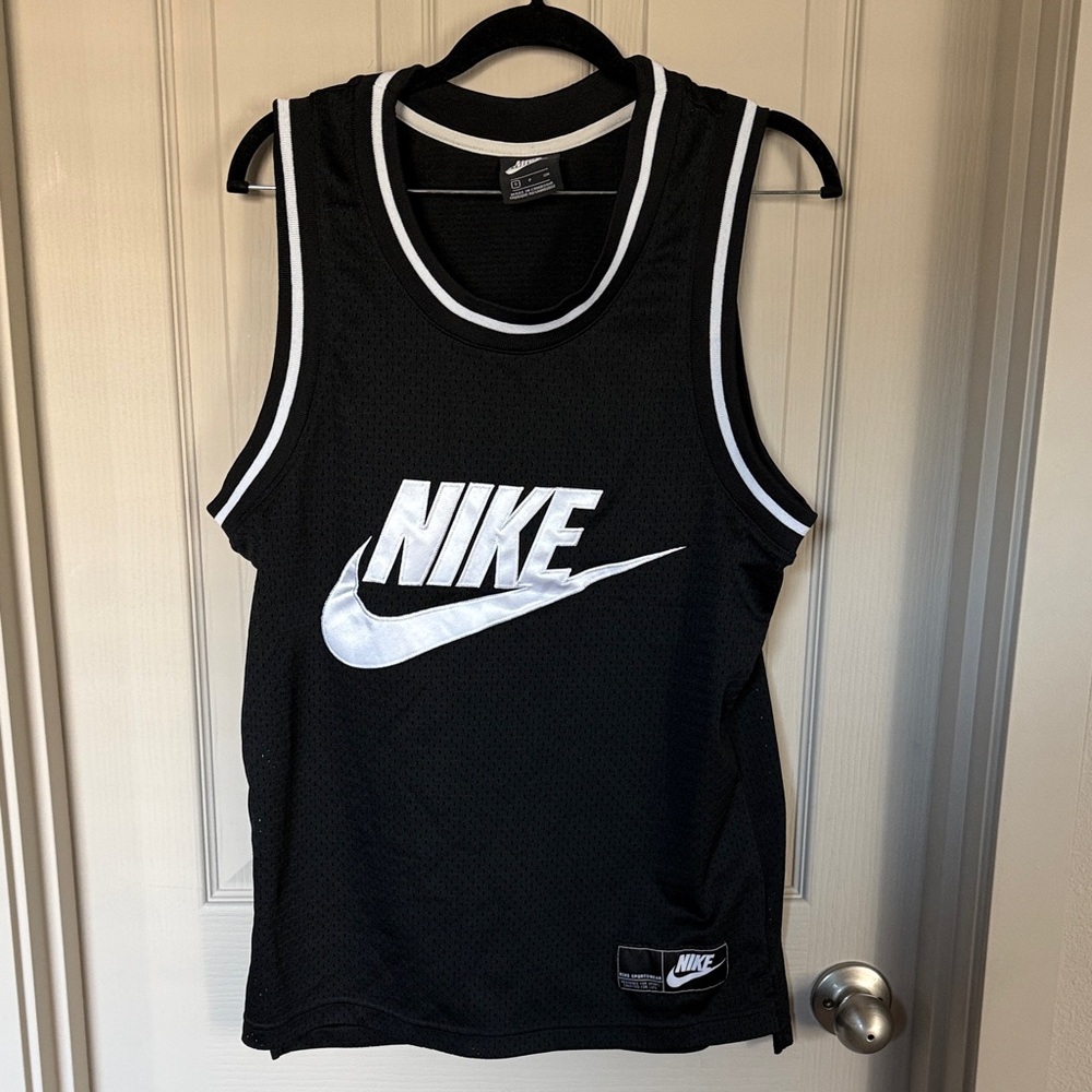 Nike Black Mesh Tank with White Logo